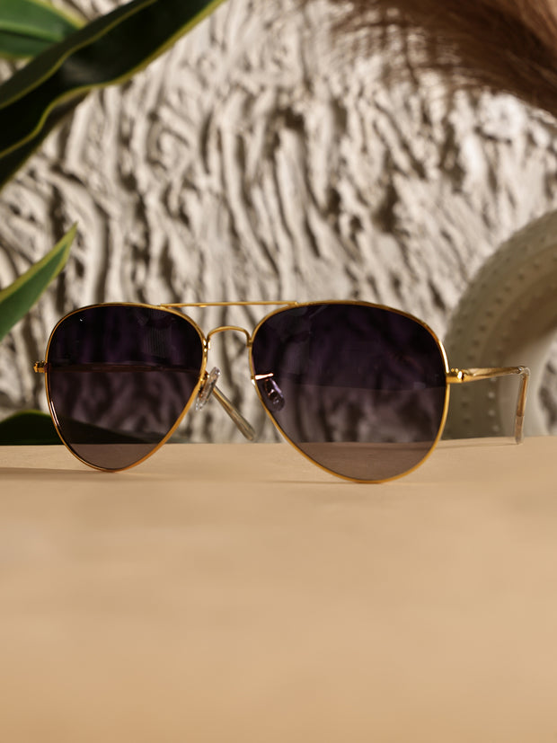 Unisex Gold Polorized Aviator Sunglasses