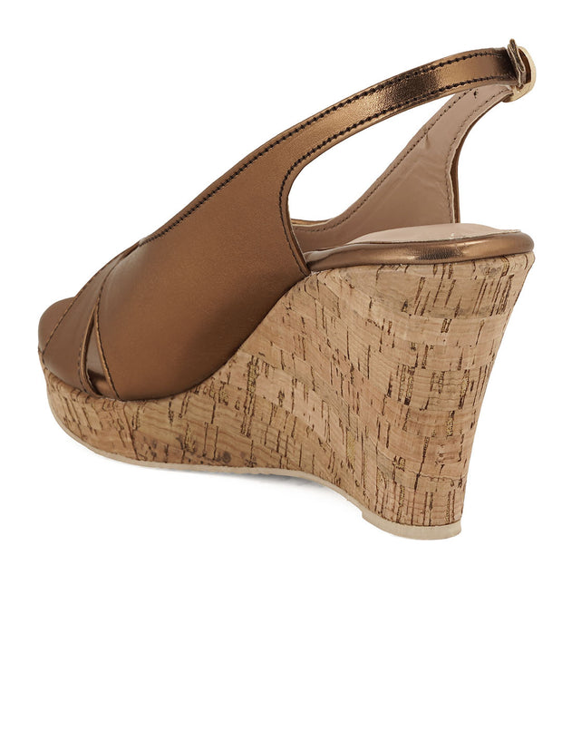 Women Stylish Copper Ethnic Wedge Heels