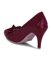 Get Glamr Maroon Stiletto Heeled Pumps With Bows