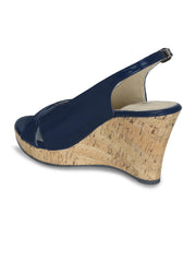 Women Blue Solid Wedge Sandals