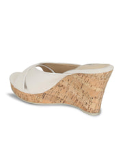 Women Cream Solid Wedge Sandals