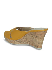 Get Glamr Women Mustard Solid Wedge Sandals