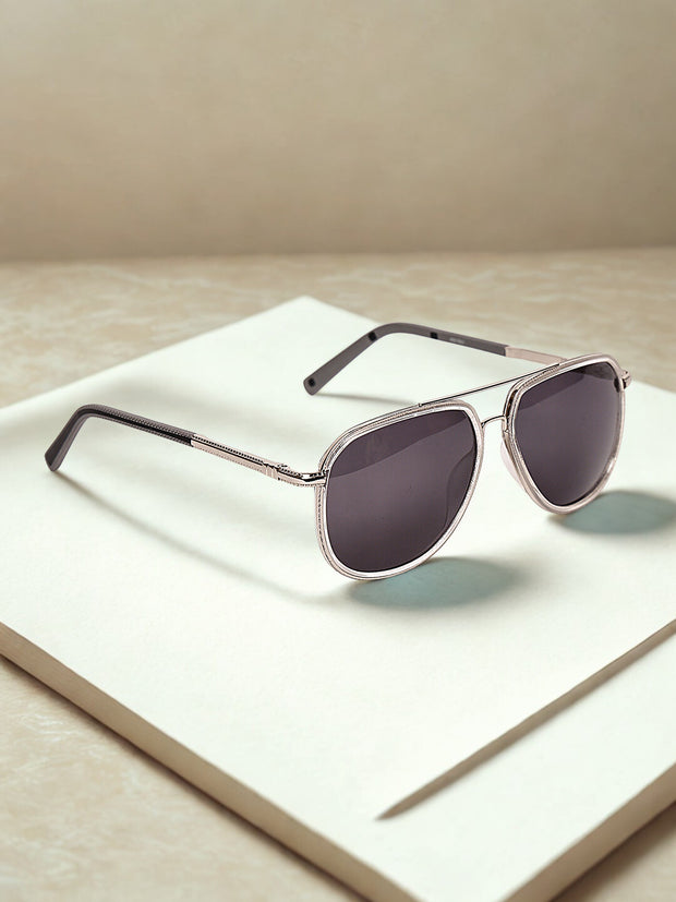 Stylish Full-Rim Silver Aviator Sunglasses