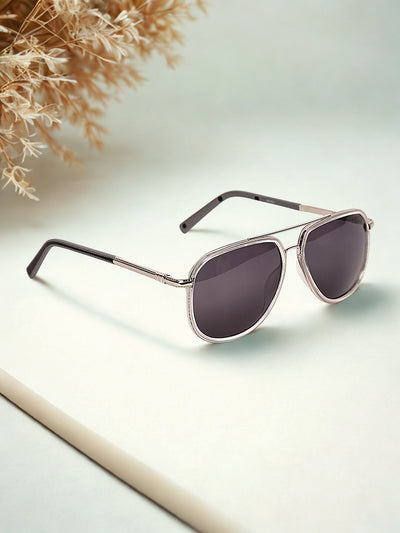 Stylish Full-Rim Silver Aviator Sunglasses
