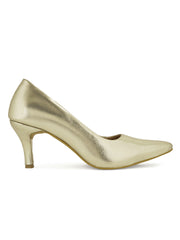 Women Stylish Gold Stilettos Pumps