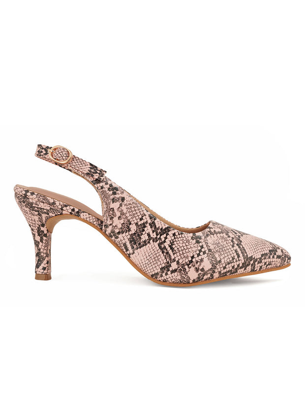 Women Stylish Pink Animal Print Pumps