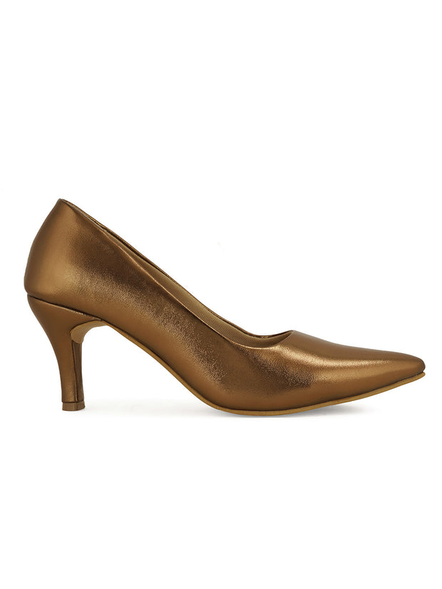 Women Stylish Copper Stilettos Pumps