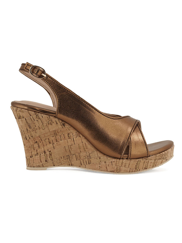 Women Stylish Copper Ethnic Wedge Heels