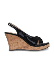 Women Black Solid Wedge Sandals