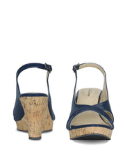 Women Blue Solid Wedge Sandals