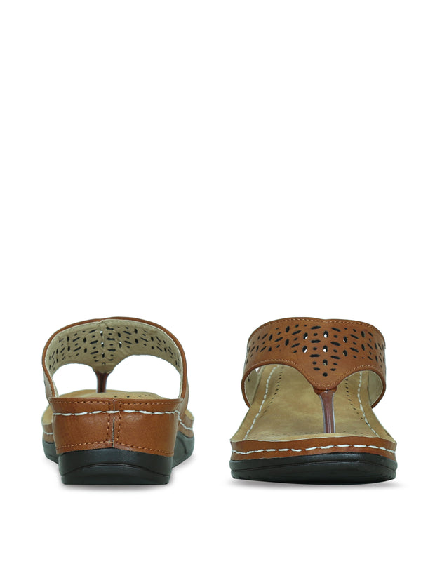 Women Tan Solid Open Toe Platform Sandals