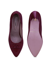 Get Glamr Maroon Stiletto Heeled Pumps With Bows