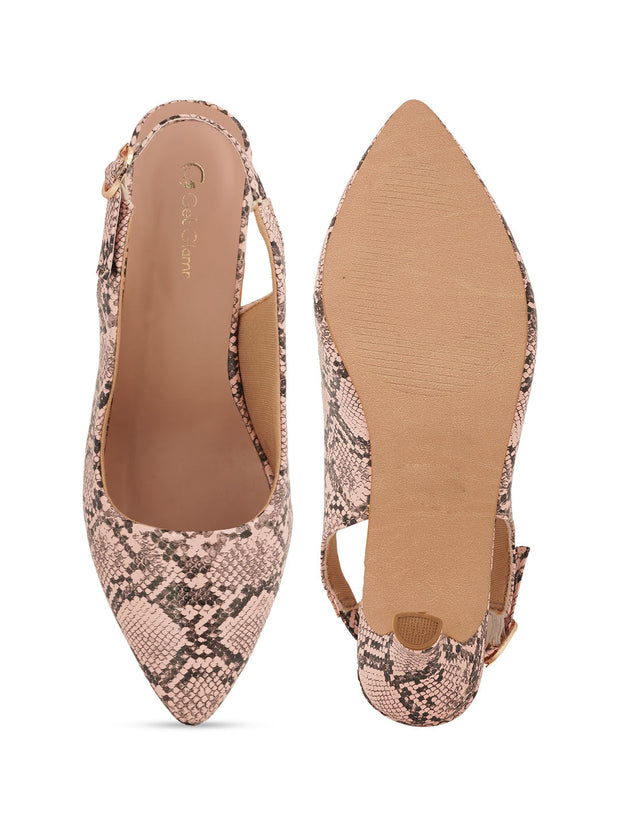 Women Stylish Pink Animal Print Pumps