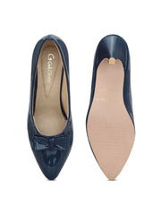 Get Glamr Navy Blue Party Pumps With Bows