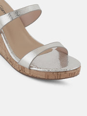 Get Glamr Metallic Silver Slip On Wedges