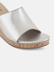 Get Glamr Metallic Silver Slip On Wedges