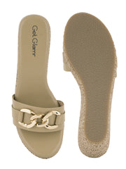 Women Comfortable Beige Wedge Mules