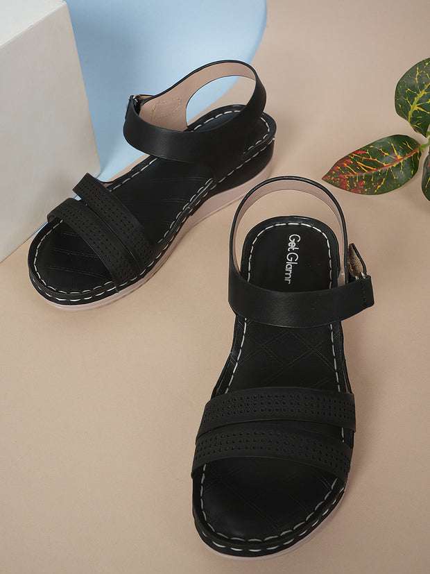 Get Glamr Women Black Comfort Sandals