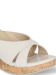 Women Cream Solid Wedge Sandals