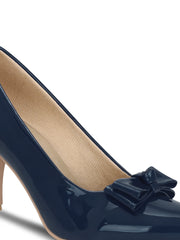 Get Glamr Navy Blue Party Pumps With Bows