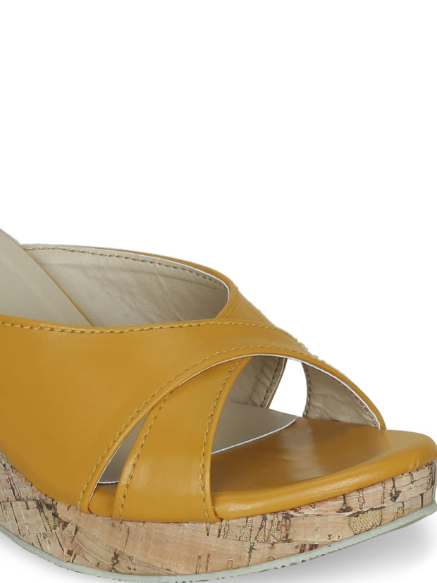 Get Glamr Women Mustard Solid Wedge Sandals