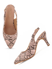 Women Stylish Pink Animal Print Pumps