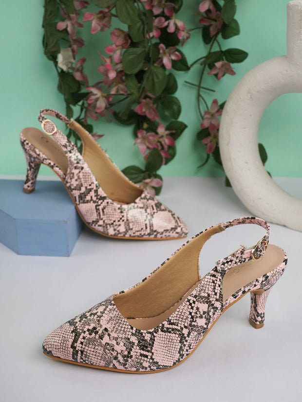 Women Stylish Pink Animal Print Pumps