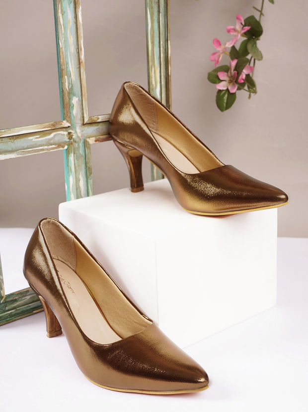 Women Stylish Copper Stilettos Pumps