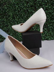 Women Stylish White Stilettos Pumps