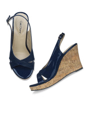 Women Blue Solid Wedge Sandals