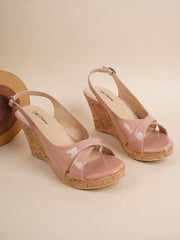 Women Pink Solid Wedge Sandals