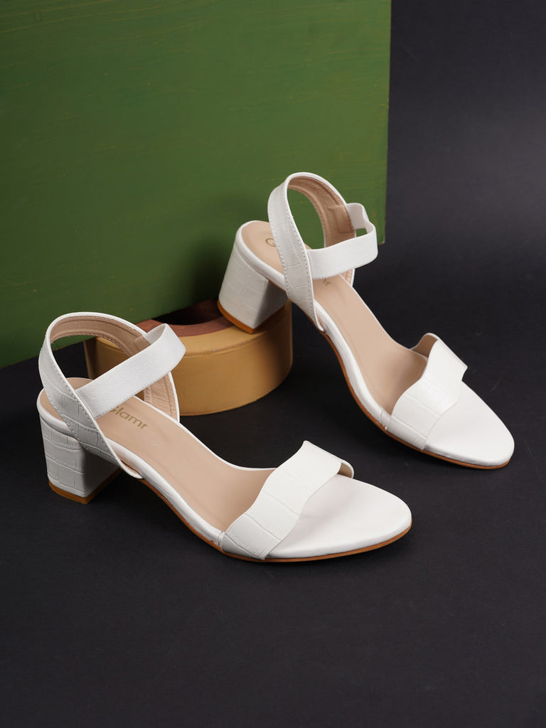 Women Block Heels White