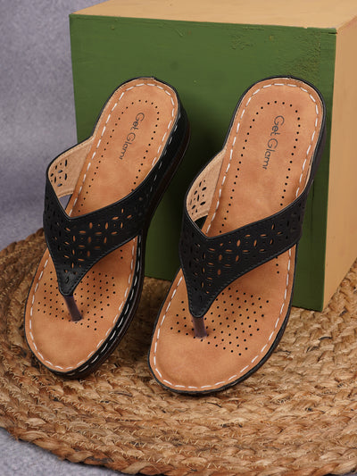 Women Black Solid Open Toe Platform Sandals
