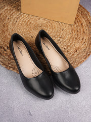 GET GLAMR Hand Made Designer Black Wedges Pumps