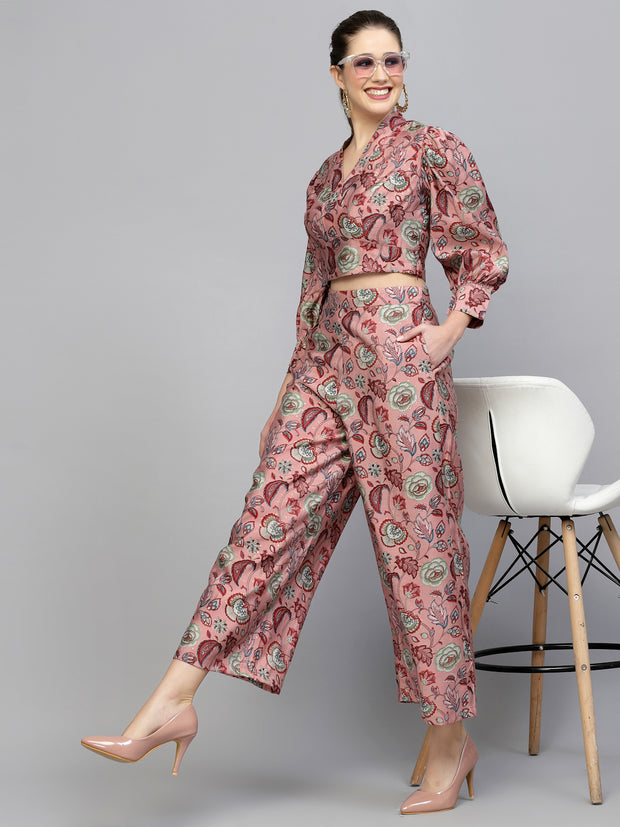 Get Glamr Printed Top With Palazzo Co-Ord Set