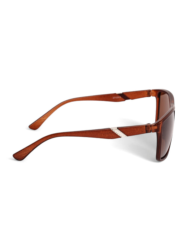 Brown Tinted Rectangular UV-Protected Sunglasses for Men & Women