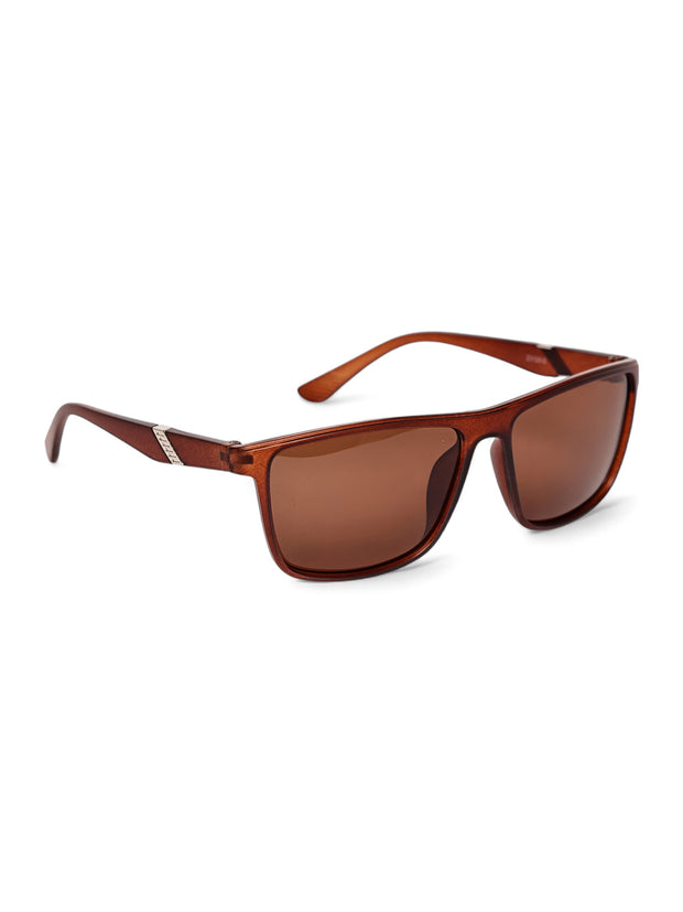 Brown Tinted Rectangular UV-Protected Sunglasses for Men & Women