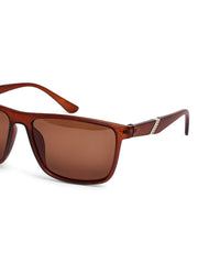 Brown Tinted Rectangular UV-Protected Sunglasses for Men & Women