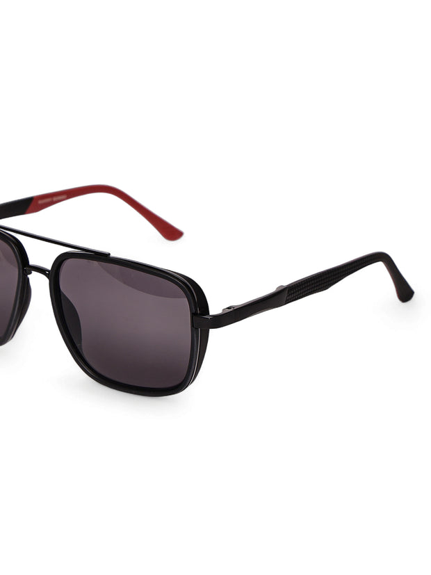 Black & Red Square UV-Protected Sunglasses