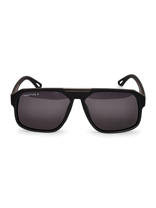 Black Aviator Square Polarized Sunglasses for Men & Women