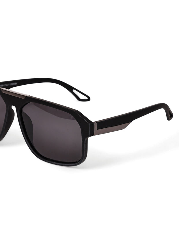 Black Aviator Square Polarized Sunglasses for Men & Women