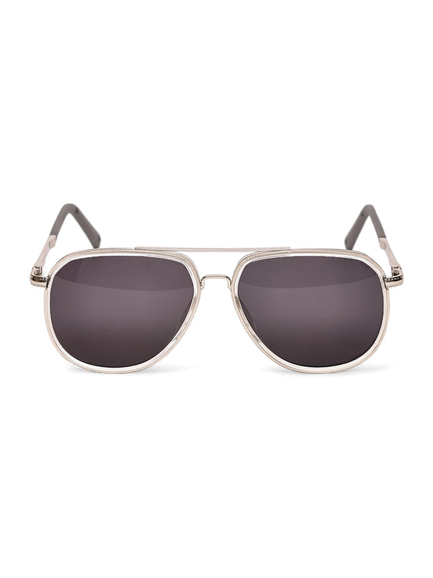 Stylish Full-Rim Silver Aviator Sunglasses