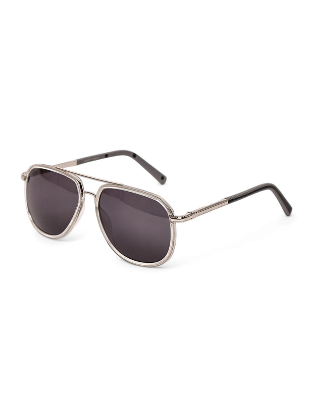 Stylish Full-Rim Silver Aviator Sunglasses