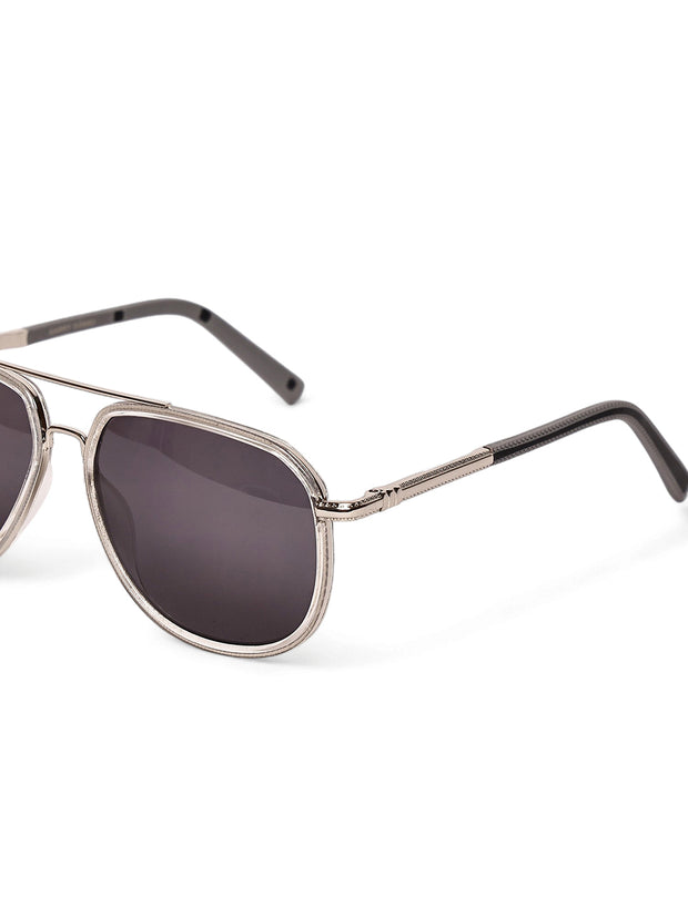 Stylish Full-Rim Silver Aviator Sunglasses