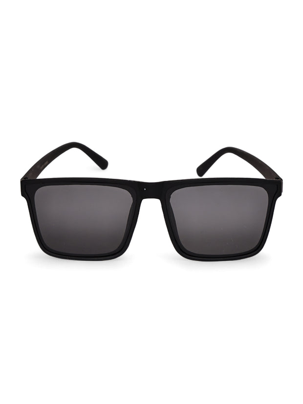 Matte Black Rectangular UV-Protected Sunglasses for Men & Women