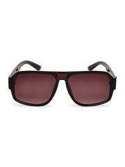 Unisex Brown Square Sunglasses with UV Protection