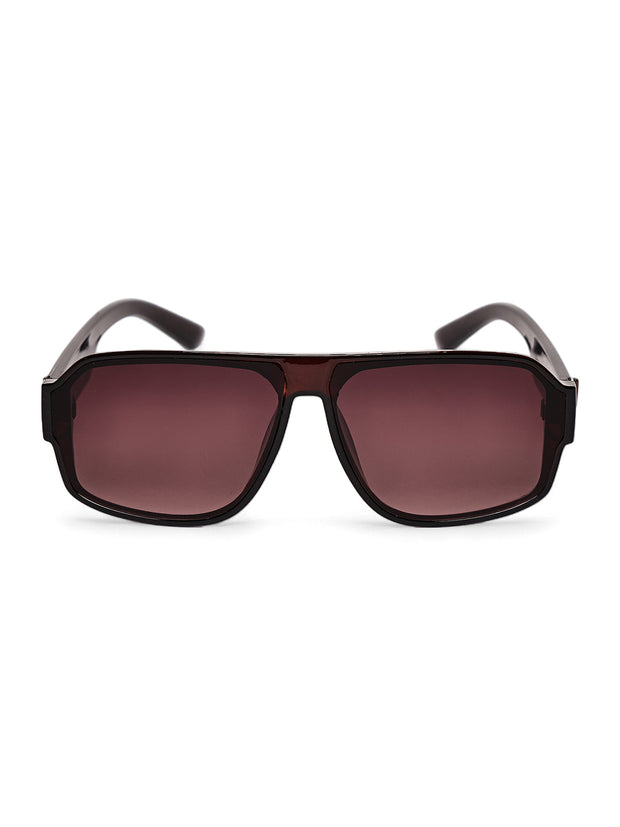 Unisex Brown Square Sunglasses with UV Protection
