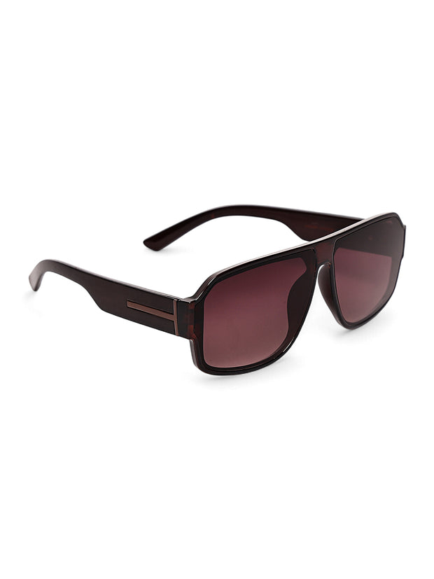 Unisex Brown Square Sunglasses with UV Protection