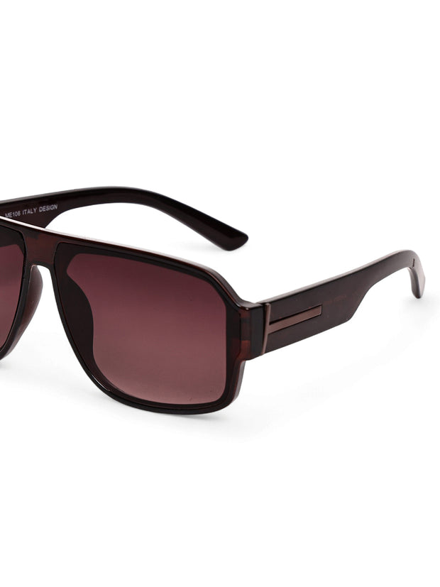 Unisex Brown Square Sunglasses with UV Protection
