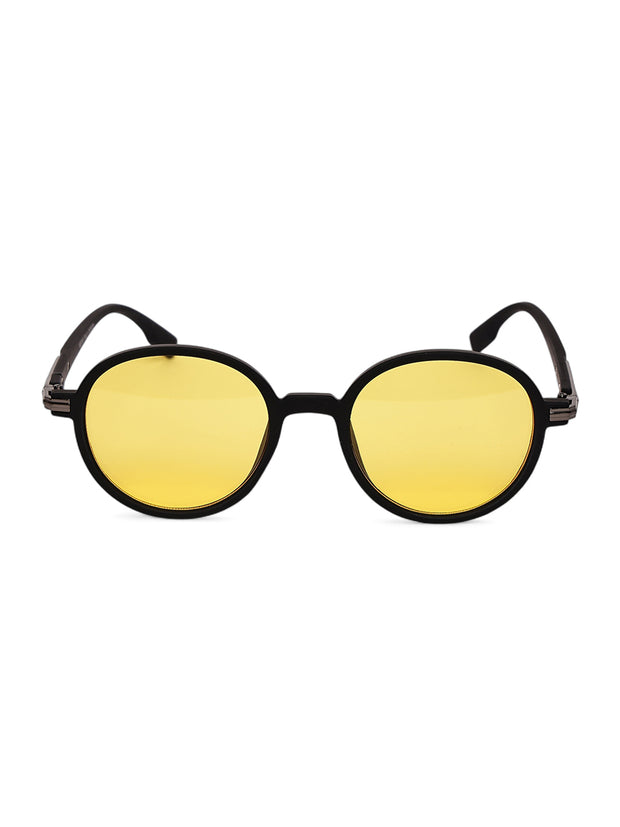 Unisex Yellow Round Sunglasses with UV Protection